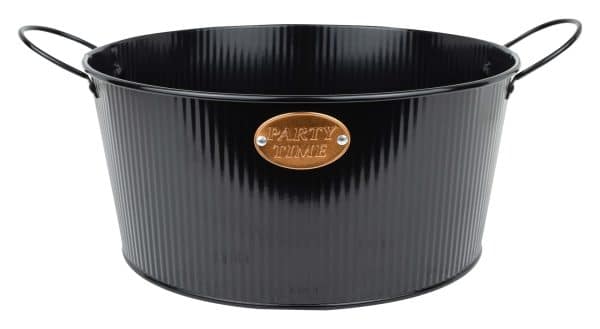 Balde Metal P/Botellas C/Asa Linea Negra Party Time 30X14Cm