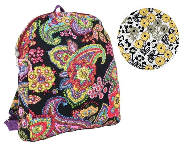 Mochila Tela C/Arabescos Forrada 1 Cierre 32X28X5.5Cm