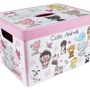 Caja Plastico C/Tapa 3 Diseños Niña 001 38X28X23Cm Q8