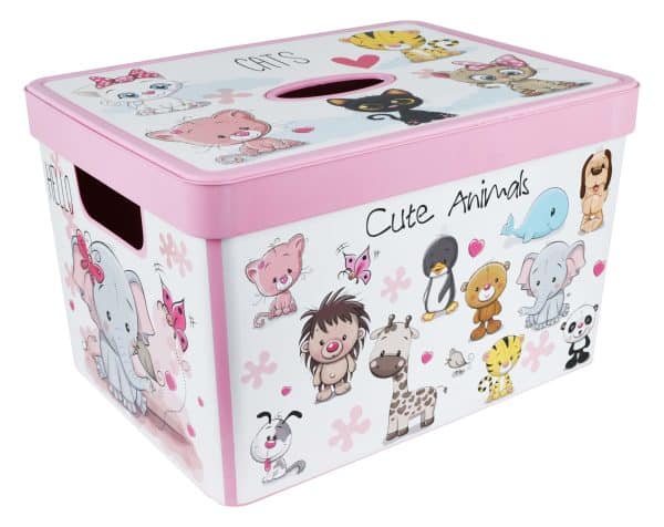 Caja Plastico C/Tapa 3 Diseños Niña 001 38X28X23Cm Q8