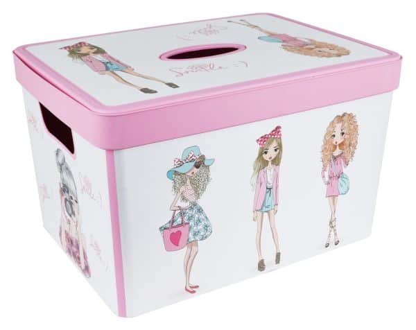Caja Plastico C/Tapa 3 Diseños Niña 001 38X28X23Cm Q8 - Imagen 2