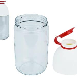 BOTELLA HEREVIN VIDRIO Y PLASTICO BCO C/TAPA ROJA 660ML 131381-000