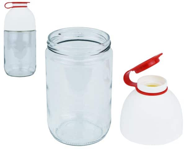 BOTELLA HEREVIN VIDRIO Y PLASTICO BCO C/TAPA ROJA 660ML 131381-000
