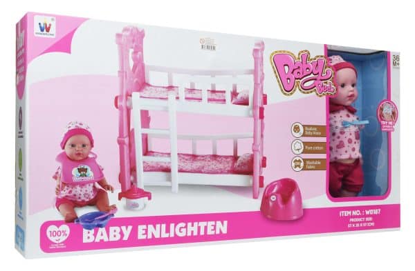 BEBE C/CUCHETA ACC Y SONIDO CAJA BABY BED 1845-W0187 Q8