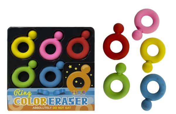Goma De Borrar X5Pcs Dif Formas Y Colores Caja Pvc