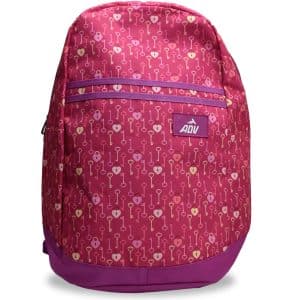 Mochila Lona Estampada 44X30X16Cm Rosa Con Violeta Corazon Llave /