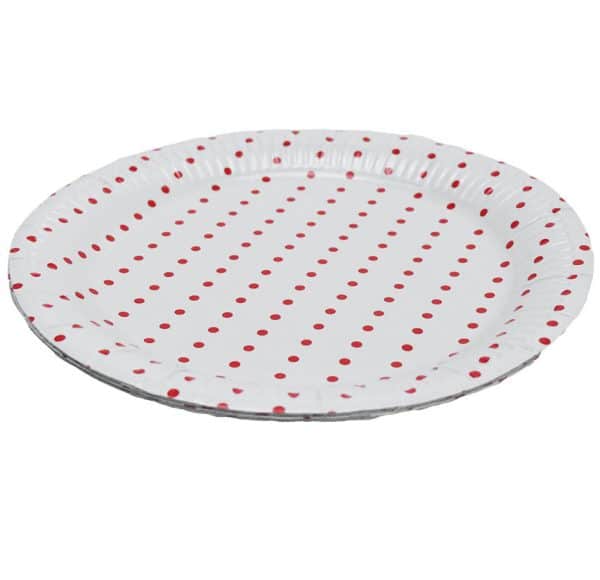 Plato Descartable X10Pcs 23Cm Papel Blanco Con Lunares