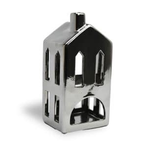 Candelabro Ceramica Casita Metalizada 8.5X7X17.5Cm