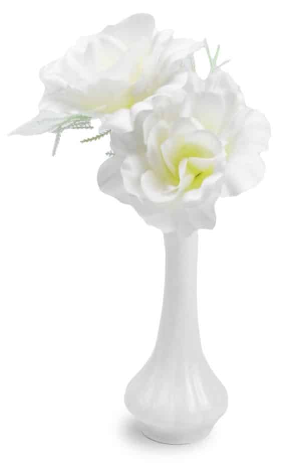 Florero Ceramica Bca Fino Base Labrada Gajos 8X16.5Cm 220