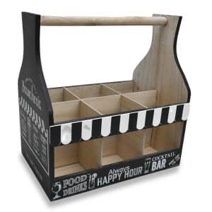 Cajon Madera Para Botellas X6 Divisiones Con Asa Y Destapador 29.5X19X30.5Cm