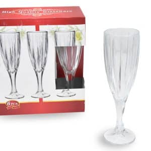 Copa Champagne Set X6Pcs Vidrio Labrado Caja Color Abierta 6.5X22Cm