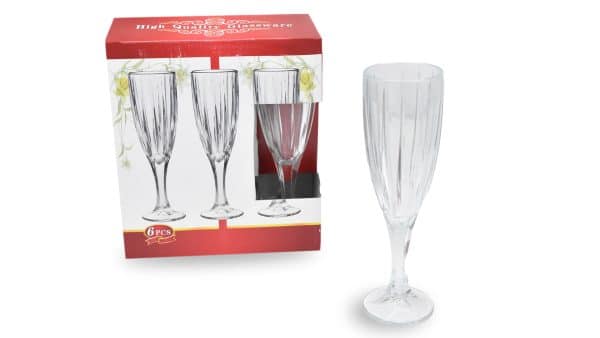Copa Champagne Set X6Pcs Vidrio Labrado Caja Color Abierta 6.5X22Cm