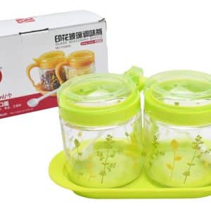 Condimentero Set X2Pcs Bandeja Vidrio Y Plastico 21X10X11.5Cm 3 Colores
