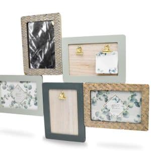 Portarretrato Multiple 4 Fotos Madera Con Espejo 49X38X0.7Cm Green Deco