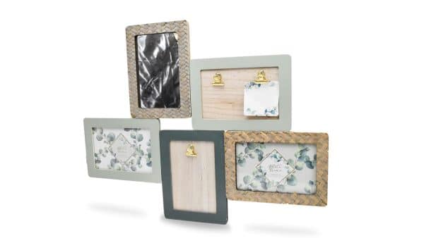 Portarretrato Multiple 4 Fotos Madera Con Espejo 49X38X0.7Cm Green Deco
