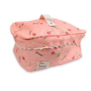 COSMETIQUERO TELA ESTAMPADO CON FORRO 2 COLORES 28X20X11CM 27389