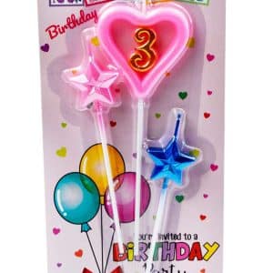 Vela Para Cumpleaños X3Pcs Estrella Y Corazon 16.5Cm Blister 22X11Cm