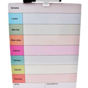 Pizarra Planificador Calendario Semanal No Imantada Con Marcador 21.5X28Cm
