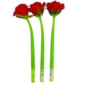 Boligrafo Gel X1 Forma Rosa Roja Larga Punta Fina 0.5Mm