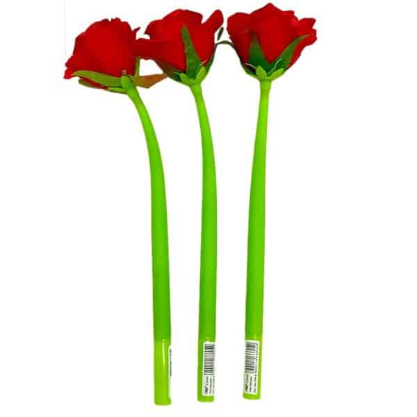Boligrafo Gel X1 Forma Rosa Roja Larga Punta Fina 0.5Mm