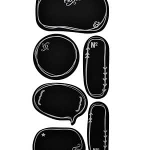 Sticker Adhesivo Tipo Pizarra X3 Plachas 21.5X10Cm Para Escribir Con Tiza 5 Diseños