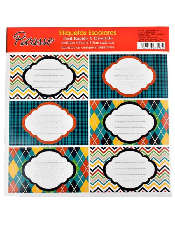 Etiqueta P/Cuaderno Planchas