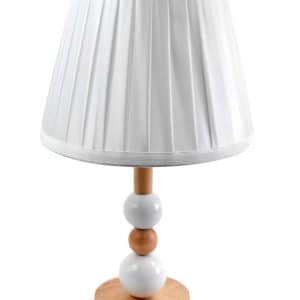LAMPARA DE MESA BASE MADERA ESFERA