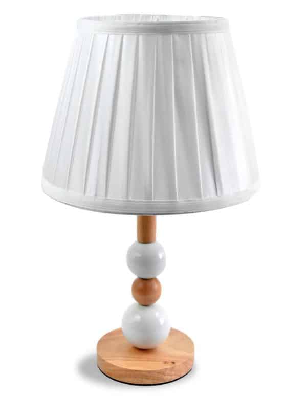 LAMPARA DE MESA BASE MADERA ESFERA