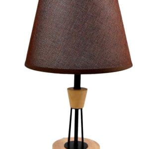 LAMPARA DE MESA CON BASE DE MADERA Y METAL