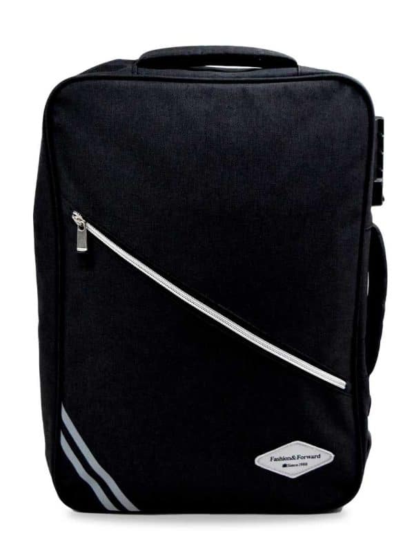 Mochila Adulto 2 En 1 Portafolio Para Pc Lona Negro/Gris Candado 40X29X8Cm