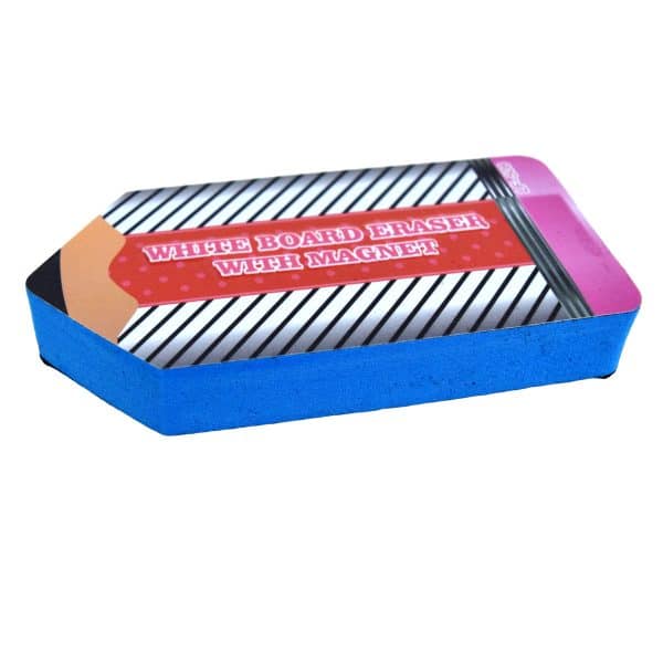 Borrador Para Pizarra Forma Lapiz 12X5.5X2Cm Imantado Goma Eva 4 Colores