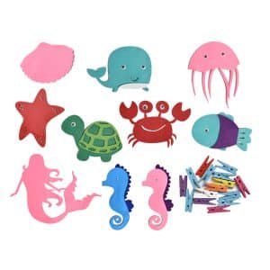 Figuras Fieltro X10Pcs Con Mini Palillos Madera Decoracion Marino