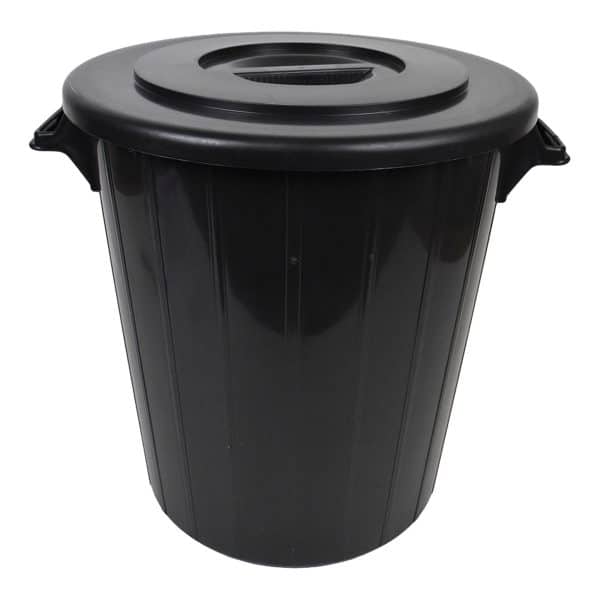 BASURERO 30LT PLASTICO NEGRO CON TAPA 7143/1