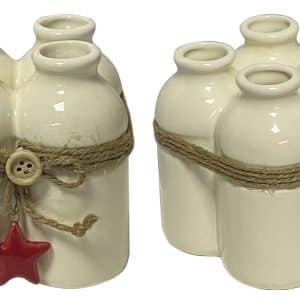 Florero X4 Navideño Ceramica