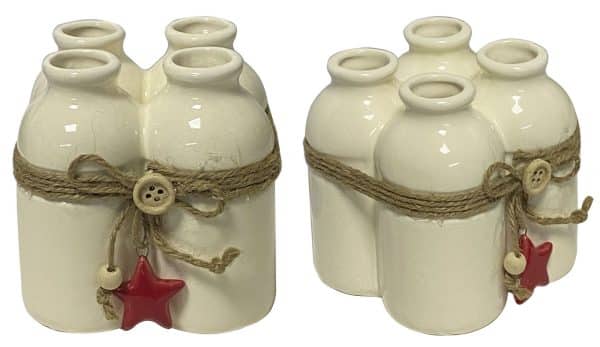 Florero X4 Navideño Ceramica