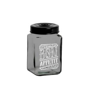 Frasco Herevin 1.5Lt Transp Tapa Negro Diseño Blanco Bon Appetit