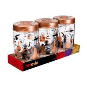 Frasco Herevin Vidrio 660Ml Let`S Cooking 3Pcs