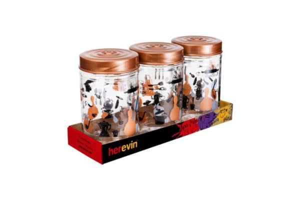 Frasco Herevin Vidrio 660Ml Let`S Cooking 3Pcs