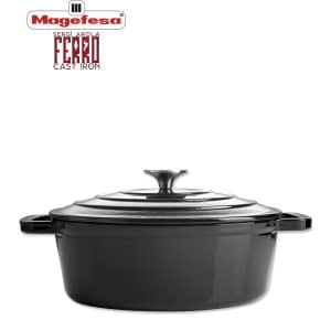Olla Magefesa Hierro Fundido Oval Con Tapa 27 Cm Ferro Eco Negro