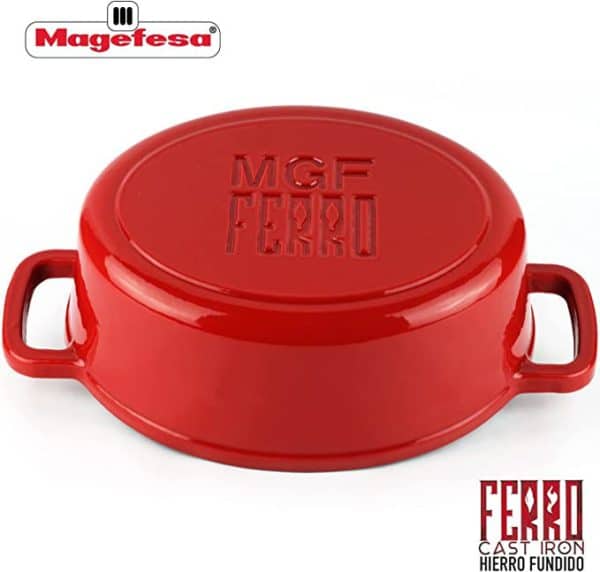 Olla Magefesa Hierro Fundido Oval Con Tapa 27Cm Ferro Eco Rojo - Imagen 2