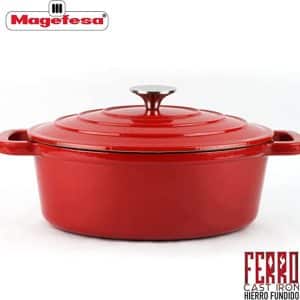 Olla Magefesa Hierro Fundido Oval Con Tapa 27Cm Ferro Eco Rojo