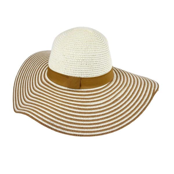 Capelina De Dama Ala Ancha Con Lineas Y Cinta