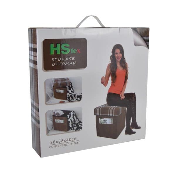 Asiento Cubo Puff Plegable Tapa Cuadrille - Imagen 3