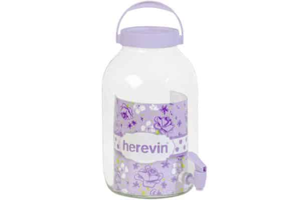 Dispensador Vidrio Herevin 5Lts C/Canilla Soft Purple Q4