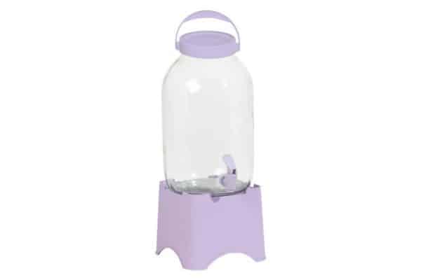 Dispensador Vidrio Herevin 5Lts C/Canilla Y Stand Soft Purple