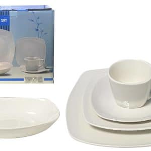 Juego Vajilla 20Pcs Ceramica Blanco Plato Cuadrado 22Ly0926-3