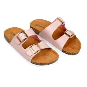Sandalia Dama Cuerina 2 Hebillas 36 Suela Blanca