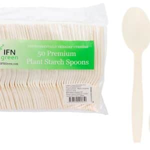 Cuchara Descartable X50Pcs Fibra Vegetal Bco 16.5Cm