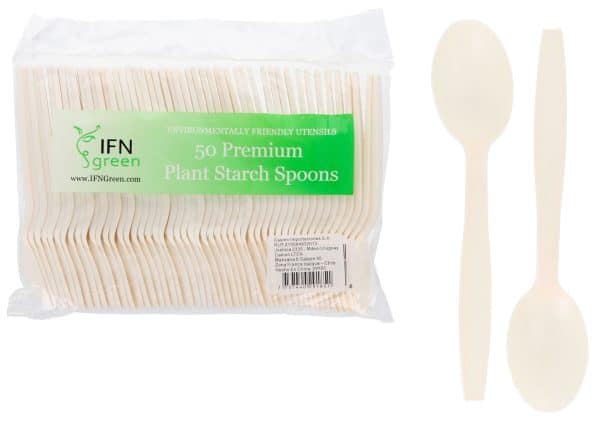 Cuchara Descartable X50Pcs Fibra Vegetal Bco 16.5Cm