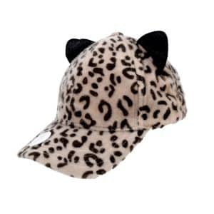 GORRO C/VISERA Y OREJAS ESTAMPADO ANIMAL PRINT 16X10CM
